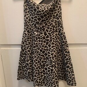 EXPRESS Leopard print fit and flare strapless mini dress